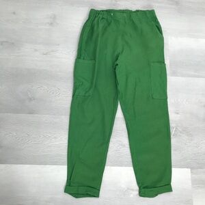 JL JULES AND LEOPOLDO WOMENS LINEN PANT KELLY GREEN JOGGER MEDIUM